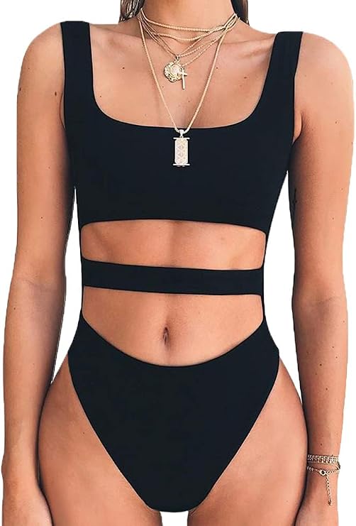 BEAGIMEG Women's Tank Top Cut Out Sleeveless Bodice Bodysuit