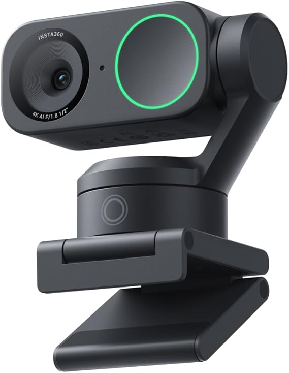 Insta360 Link 2 Black - PTZ 4K Webcam for Windows/Mac, 1/2 Inch Sensor, AI Tracking, HDR, AI Noise Canceling Microphone, Gesture Control, Suitable for Streaming, Video Calls, Gaming, Zoom, Teams