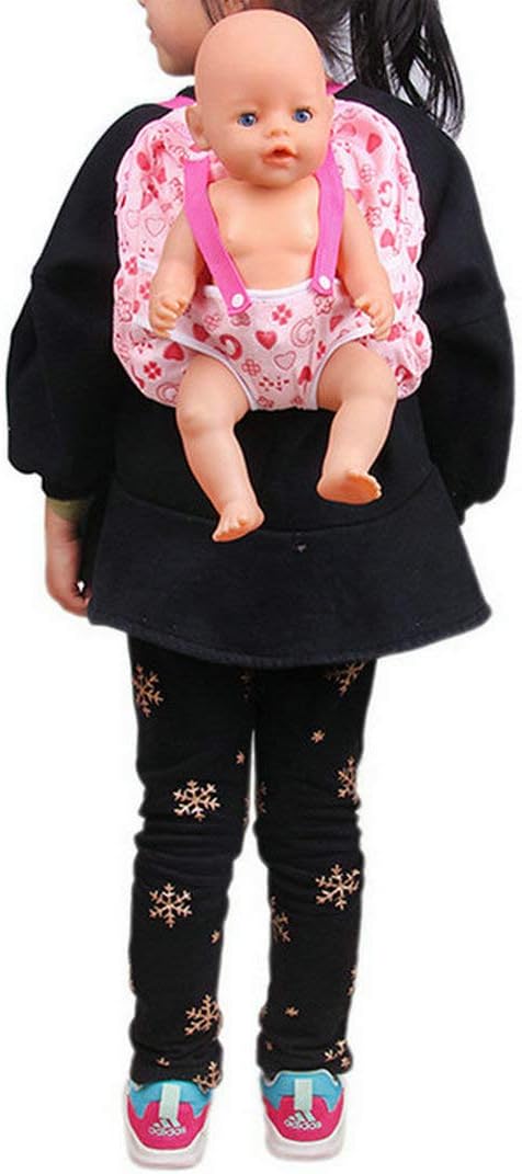 TianBo Baby Doll Pink Carrier Backpack Doll Accessories, Storage for Doll Clothes and Accessories for 15 Inch to 18 Inch Dolls