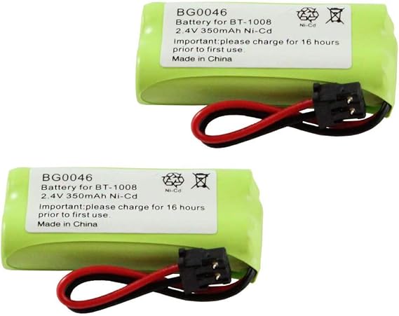 Fenzer 2-Pack Ni-CD Battery 2.4V for Uniden BT-1008, BT-1016 (350mAh)