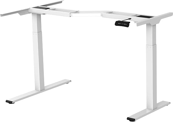 SANODESK L Shaped Standing Desk Frame with Dual Motor, Height-Adjustable Table Frame, White