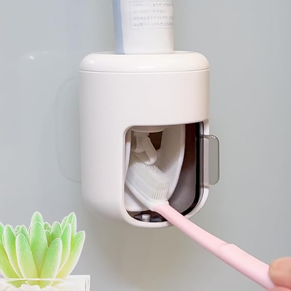 2026 Upgraded So Nice Toothpaste Dispenser Wall Mounted Bathroom Automatic Toothpaste Squeezer,Visualization of Toothpaste Flow Rate(White&Transparent)