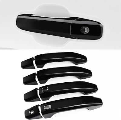 DLOEVG Car Door Handle Covers Compatible for 2019-2022 2023 2024 2025 Chevy SilveradoGMC Sierra 1500 2500HD 3500HD Accessories Black Handle Protector for Coloroda 2024 2025 with 2 Auto Sensor Holes