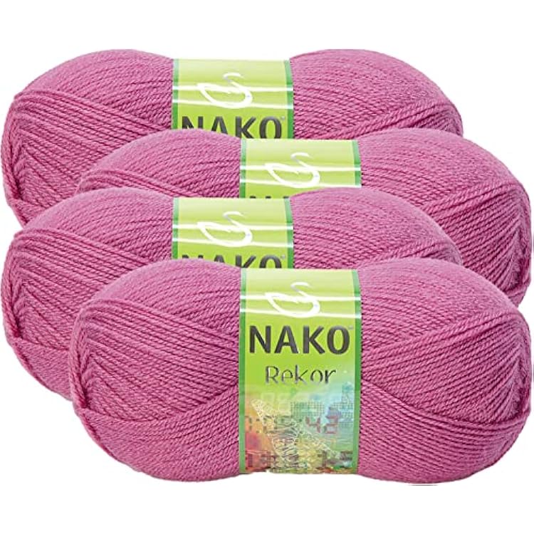 Nako Rekor,Knitting Yarn,4Balls Each SkeinBall 3.53 Oz 100g,You can use it for Knitting Scarves, Berets, Cardigans and Similar Dry Rose 180