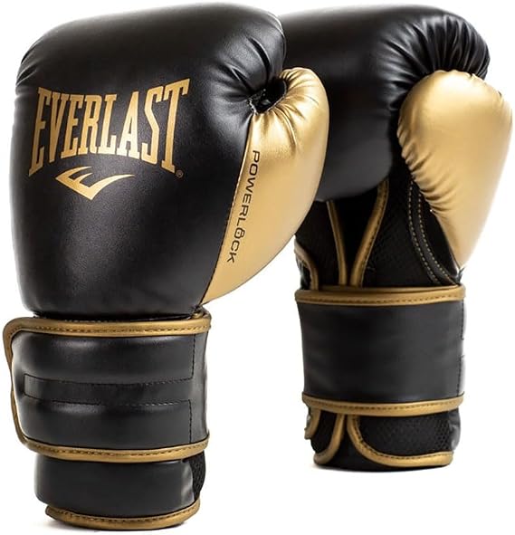Everlast Powerlock2 Boks Eldiveni - Gelişmiş Performans ve Stil, Siyah/Altın ve Beyaz/Altın, Bedenler 340 g/396 g/46 g - Boks için İdeal Antrenman Eldiveni