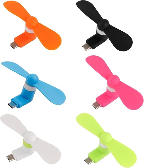 6 Pack USB Type C Mini Mobile Phone Fan for iPhone 16/16 Pro/16 Pro max/16 Plus, iPhone 15/15 Pro/15 Pro Max/15 Plus, Small Personal Travel Fan Pocket Fans Summer Gadgets
