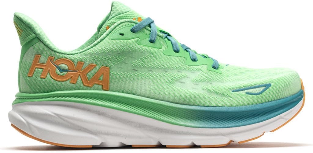 HOKA ONE ONE Mens Clifton 9 Textile Zest Lime Glow Trainers 8.5 US