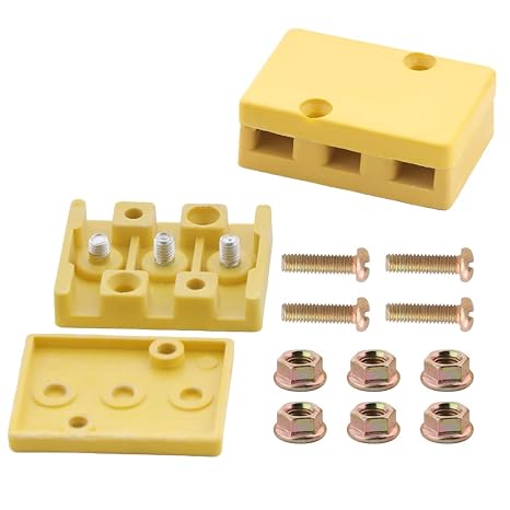 2 Pcs Electric Bike Connection Box, Insulation Phase Battery Wire Connector 3 Post Junction Box for E Bike, with Ccrews E Bike Battery Connector(Yellow)