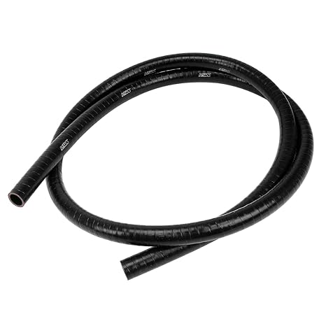 HPS Performance 1/4" (6mm) FKM Lined Oil Resistant High Temperature Reinforced Silicone Hose, 7 Feet, 4mm Wall Thickness, 350F Max. Temp, Black, FKM-7F-025-BLK