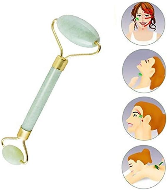 MU Portable Jade Roller Massager Face and Neck Skin Slimming Face-Lift Massage-Rejuvenates Remove Eye Dark Circles Relax Beauty Tools,100PCS