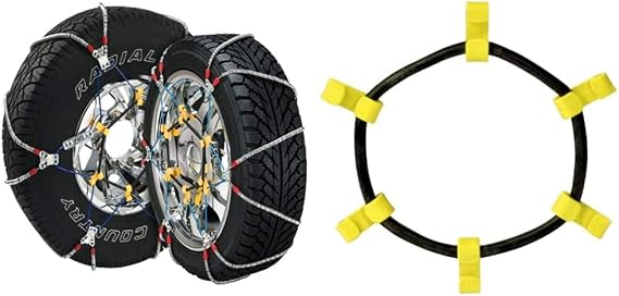 SCC SZ143 Super Z6 Cable Tire Chains + SCC SZ1176 Tire Traction Chain Rubber Tighteners