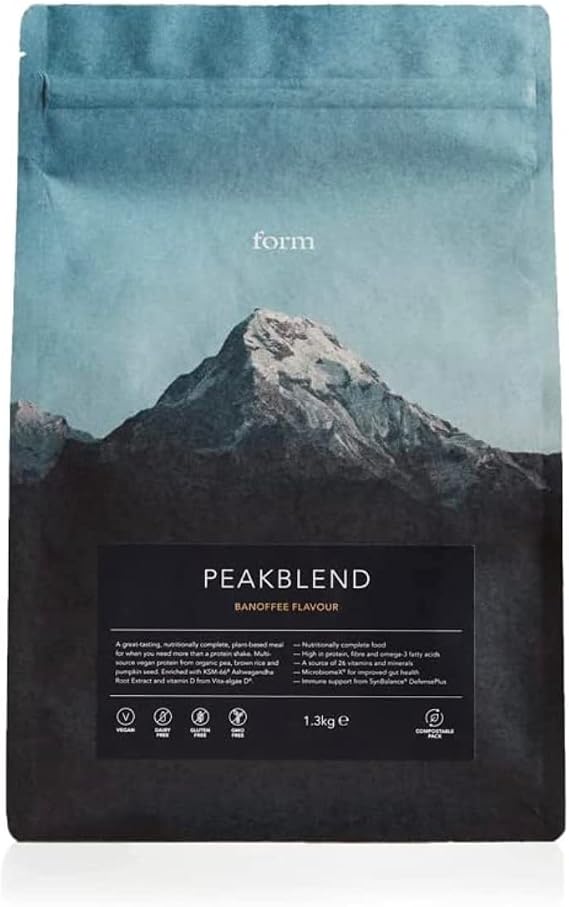 Form Peakblend - Vegan Meal Replacement Shake | High protein & fibre | 26 vitamins & minerals | meal replacement powder with no artificial sweeteners |13 servings - 1.3kg (Chocolate Peanut)