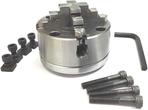 80 mm 4 Jaws Independent Dog chuck M14 x 1 Unimat Thread-Lathe with Back Plate & T-nuts for Rotary Table Milling and Engineering Tools