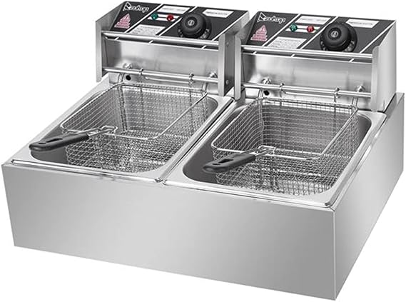 Deep Fryers Stainless Steel Double Tank Electric Fryer with 2 Basket Air Deep Fryer for French Fries Onion Rings Egg Rolls Fried Chicken US Plug 5000W 110V 12.7QT/12L