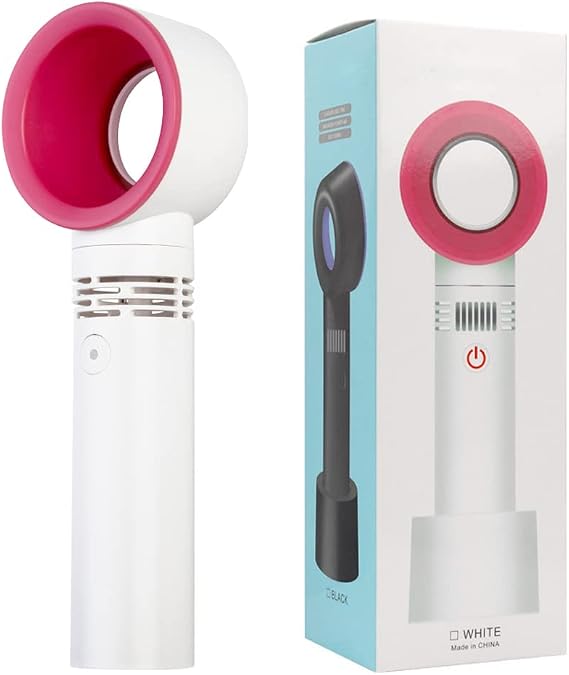 Portable Handheld Cooling Bladeless Fan USB Mini Fan Desktop Rechargeable Quiet 3 Gear (White) | Mini portable handheld style, Easy to Carry, Long lasting working time, Summer cooling fan, for Travel Commuting Office Dorm