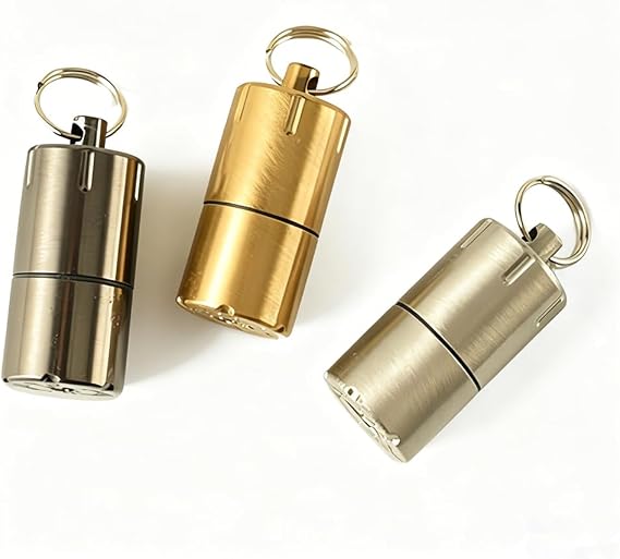 The World's Smallest Kerosene Lighter! Height 2.5cm/ 1.3cm Capsule Lighter Portable Metal Miniature EDC Gear Waterproof Tiny Peanut Lighter (Fuel not Included) (Mini 3 Pack)