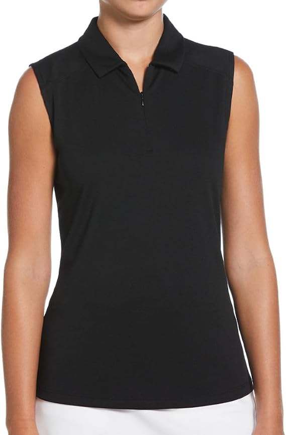 Ben Hogan Women's Ventilation Solid Sleeveless 1/4 Zip Polo