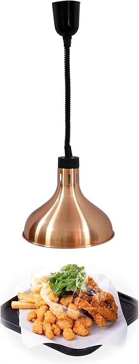29 Cm Food Heat Lamp 250W Food Warmer Lamp, Hot Food Heating Lamps Buffet Warmer Telescopic Kitchen Light Food Insulation Lamp, Adjustable Length 60-150cm (Red Bronze)