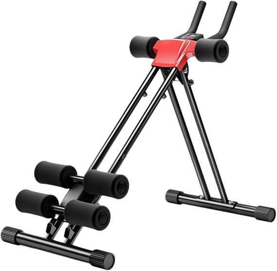 Ab Workout Machine, Foldable Abdominal Trainer with Adjustable Resistance, Core Exercise Equipment, Portable Ab Rollers for Home Gym, Strength Training Equipment for Men and Women Red Black