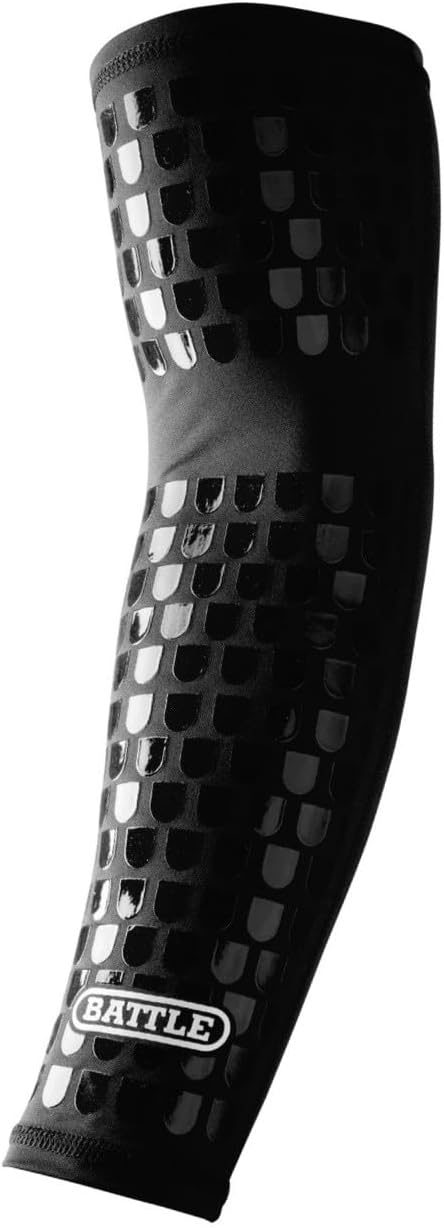 Battle Ultra-Stick Full Arm Sleeve Compression Support Sleeves with Ultra-Tack Grip Forearm and Elbow Protection, Single