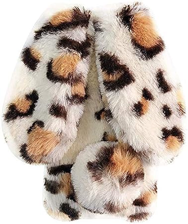 Fluffy Fur Plush Case for Samsung Galaxy A06 5G Plush Fur Bunny Furry Phone Cover Plush Case Skin Cover Rubber Soft Warm Fluffy BackCase for Women Girls Glitter Cases Leopard