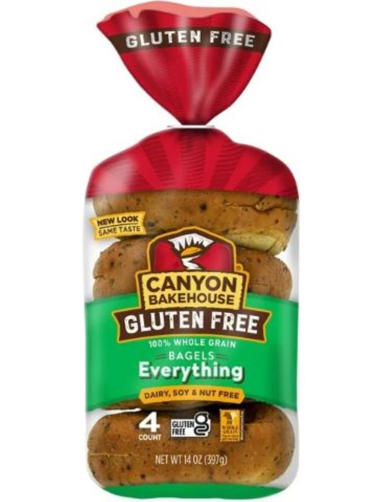 Canyon Bakehouse Gluten Free Everything Bagels, 14 Ounce 3 Packs of 4 Bagels per Pack