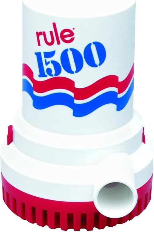 Rule High-Performance 1500GPH, 12 Volt Water Pump for Boats - Bilge Pump with Pressure Switch, Submersible Pump, and Float Switch - Ideal for Marine Accessories, Boating supplies, and Bilge Pumps