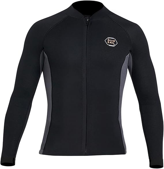Wetsuit Top Men 2mm Neoprene Front Zip Dive Jacket Surf Snorkel Scuba