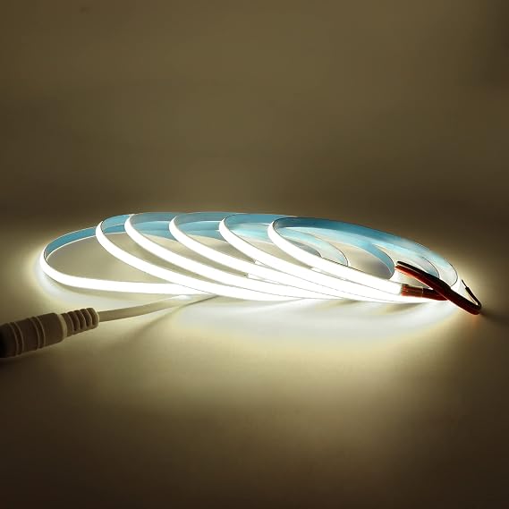COB LED Strip Light 24V White 4000K 2m, Arote COB Led Lights LED Tape 5mm Width dimmable high Density Light DIY 384LEDs/m Without Adapter IP20 for Bedroom Kitchen Home Interior Decoration [Energy Class F]