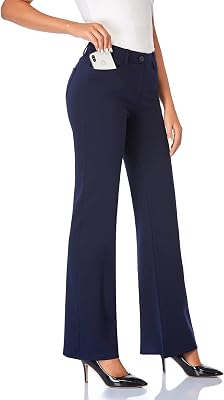 Tapata Womens 28303234 Stretchy Bootcut Dress Pants with Pockets Tall, Petite, Regular for Office Work Business 32, Upgraded, Navy Blue, L