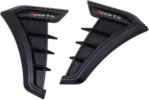 Car Fender Side Vents for Ford Mustang Convertible 2004-2010, Self-Adhesive Sports Pattern Exterior Trim Modification Kit, Personality Shark Gill Air Flow Grille Decoration,Black