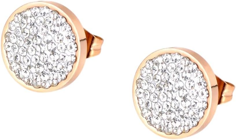Rose Gold Color Stainless Steel 3 Colors Clay Crystals Wedding Stud Earrings For Hers Women Boucle DOreille Je18037