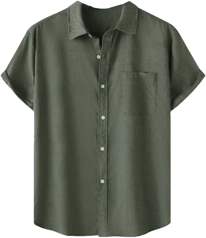 Hgvcfcv Mens Clothing Shirt Man Short Sleeve Blouses T-Shirts Hawaiian Cotton Short Shirt