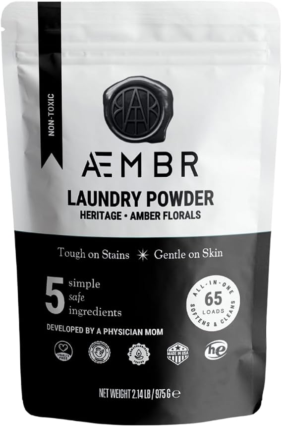 Luxury Laundry Powder | Clean Natural Non-Toxic Healthy Laundry Detergent | Made in USA with Natural Ingredients | Heritage (Amber Florals)