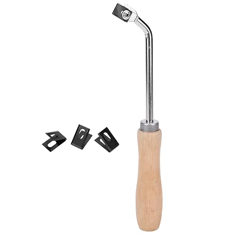 PVC Floor Groover Tool with Beech Wood Handle, Floor Welding Slot Knife Groover, 9.6 inch Length, 3 Spare Blades