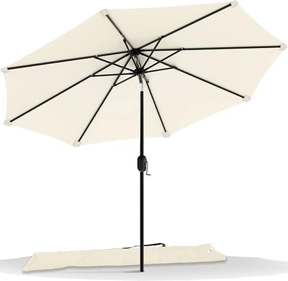 VOUNOT 2.7m Garden Parasol, Outdoor Tilting Umbrella with Protective Cover
