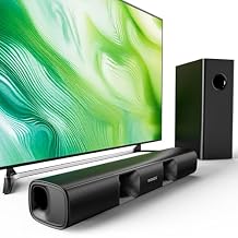 RIOWOIS Sound Bar for Smart TV, Soundbar for TV with Bass Reflector and Easy Set up, Home Audio Surround Sound System for TV PC Projector, Wall Mountable