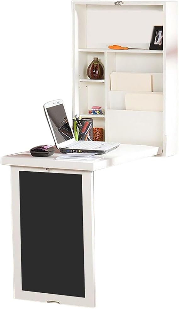 Wall Mounted Table W/Classified Storage Space,Wall-Mounted Folding Dining Table,Supporting Leg Design,with Multi-Functional Lockers,Suitable for Living Room,Study Room,Bedroom,Computer Desk