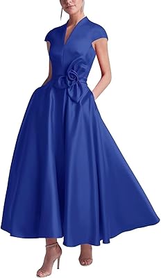 Mother of The Bride Dresses for Wedding A Line Satin Mother of The Groom Dress with Pockets He6078
