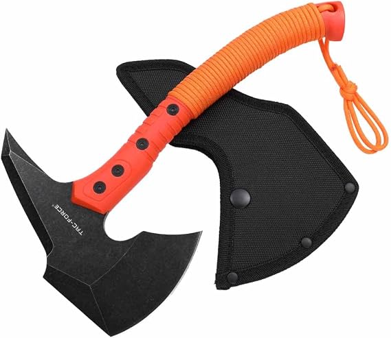 Tac-Force Tomahawk Axe,11.7 Inches, Cord Wrapped Nylon Fiber Handle with Sheath, TF-3AXEOR