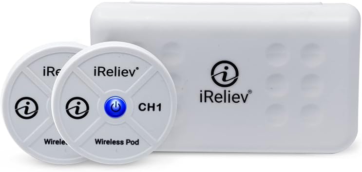 iReliev TENS & EMS Expandable Wireless Receiver Pods with Hard Case - for Use with iReliev ET-5050 TENS + EMS Unit - Includes 2 Rechargeable Wireless Receiver Pods - ET-5050 Hand Controller Required