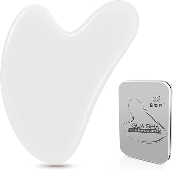 Gua Sha Facial Tools, GuaSha Massage Tool Guasha Board for SPA Acupuncture Therapy Trigger Point Treatment, Gua Sha Scraping Massage Tool (White)
