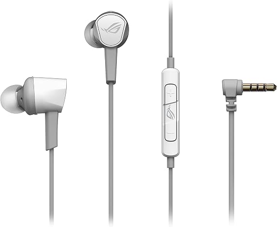 ASUS ROG Cetra II Core Moonlight White in-Ear Gaming Earbuds | Liquid Silicone Rubber Drivers, 90 Cable Connector, Hi-Res Audio, 3.5 mm, for PC, Mac, PS4, PS5, Xbox One, Switch and Mobile Devices