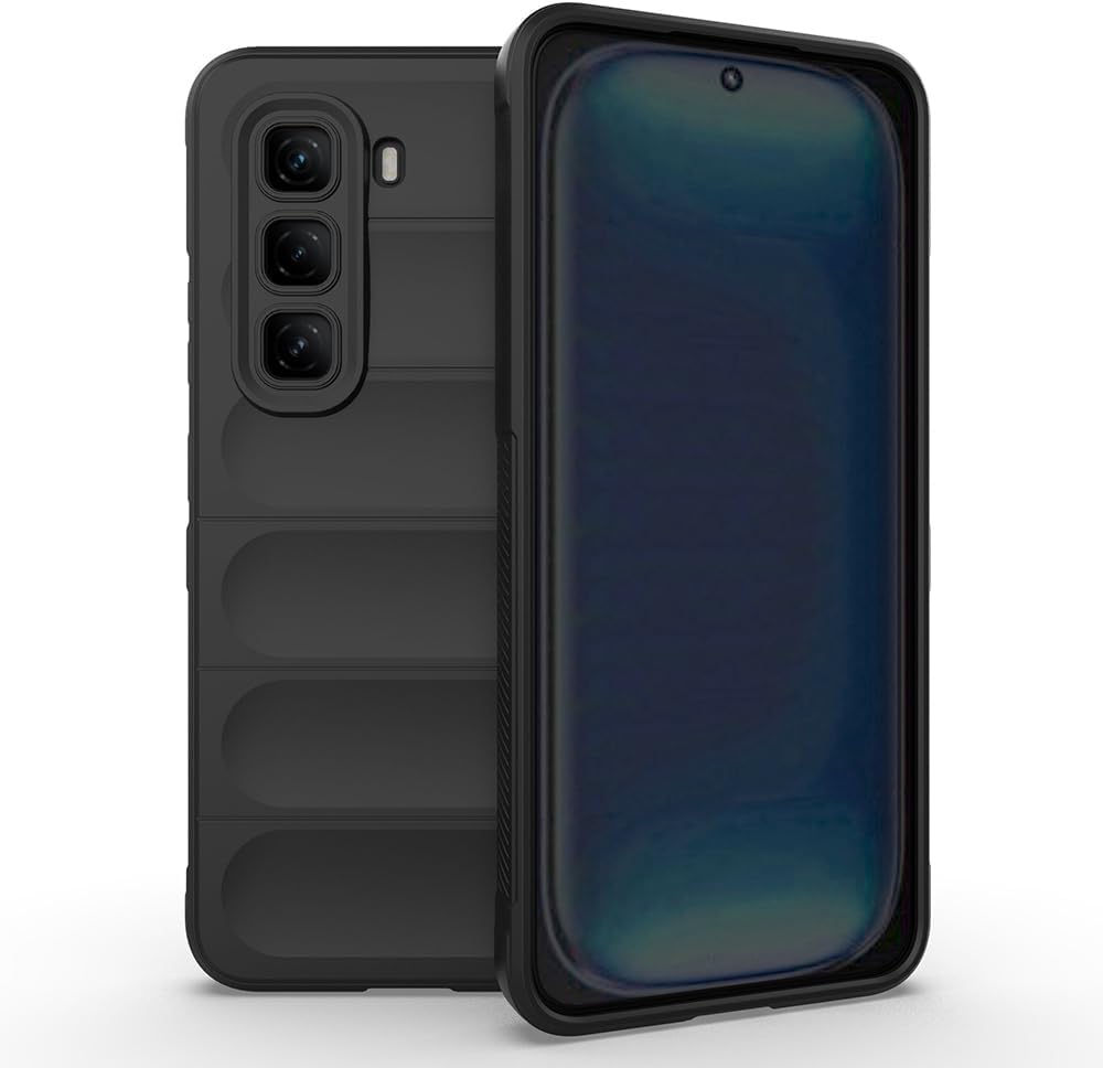 İnfinix Hot 50 Pro 4G ile Uyumlu Kılıf Kamera Korumalı Kabartmalı Yumuşak Silikon Kapak İçi Kadife - Siyah