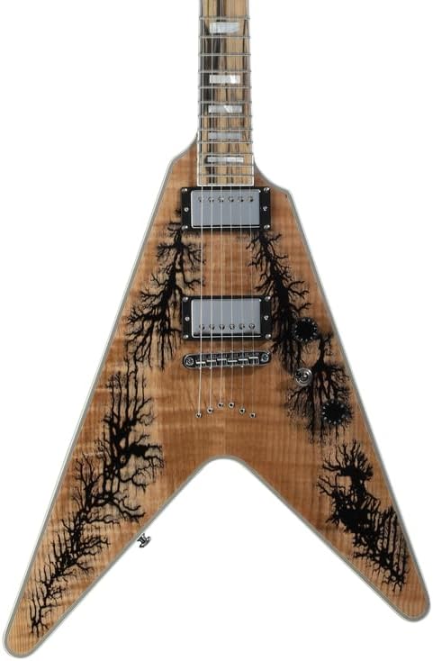 Schecter V-1 Electro Resin Electric Guitar - Black Electro Resin/Natural