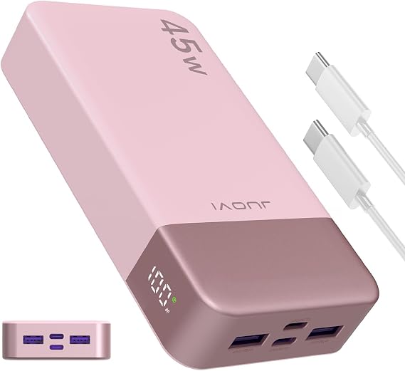 JUOVI Portable Charger 45W 20000mAh Fasting Charging Power Bank | USB C Portable Phone Charger, Battery Pack with PD 3.0 & QC 4.0 for Samsung S26/25/24 iPhone 17/16/15/14/13 Series