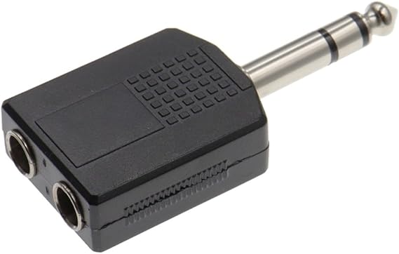 Stereo Mono 1/4" Y Splitter Audio Adapter Splitter 6.35 Male Jack to 2 Female 6.35(Stereo,2PCS)