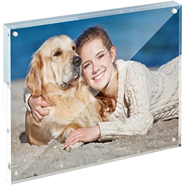 TWING 3.5x5 Inch Acrylic Picture Frame Horizontal Magnet Double Sided Photo Frame with Microfiber Cloth,12  12MM Thickness Clear Picture Frame Desktop Acrylic Photo Frame Display Gifts Ideal