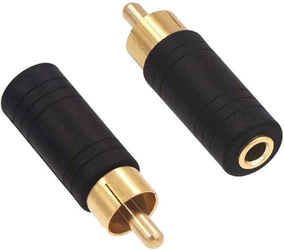 VCE Gold Plated 3.5mm Female Mono Jack to RCA Male Adapter, 2-Pack