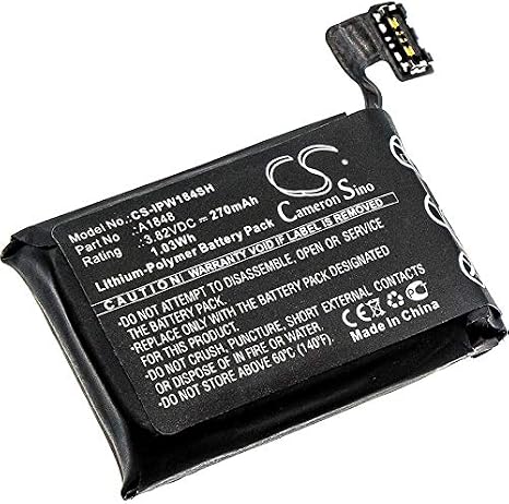 A1848 Battery Replacement for Watch Series 3 LTE 38mm MQKX2LL/A MR2W2LL/A MQKY2LL/A A1858 MQKU2LL/A MQKV2LL/A MQL62LL/A MQJU2LL/A MQJN2LL/A MRQE2LL/A Watch Series 3 4G 38mm MQJQ2LL/A 3.82V